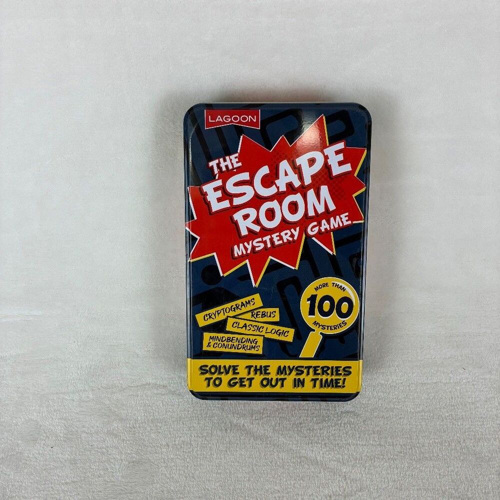 The Escape Room Mystery Game Tin 100 Cards Puzzle Family Party Game Logic 8+